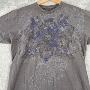Y2K Shirt Mens Large Gray Skull All Over Print Affliction Style Jesse Pinkman